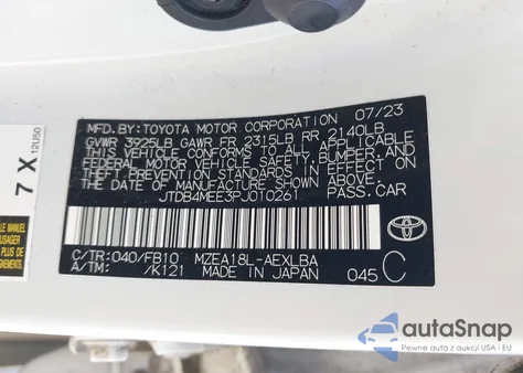 2023 Toyota Corolla Le из США, поврежденный, VIN JTDB4MEE3PJ010261